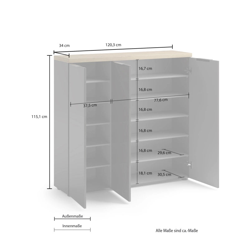 Scarpiera 3 ante IDEA antracite-rovere made in Italy