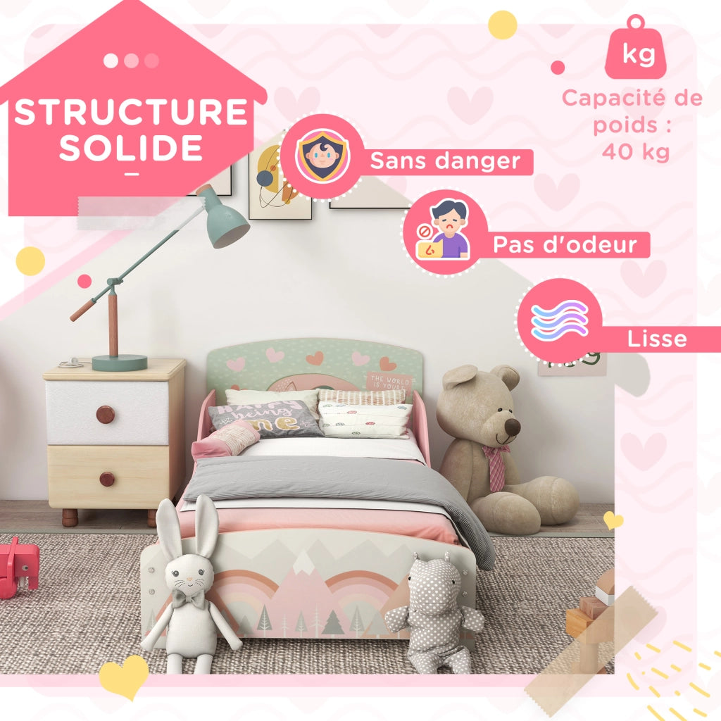 Letto per Bambino con Barriere di Sicurezza ¨C Zephmum ¨C 77x143x60 cm Rosa