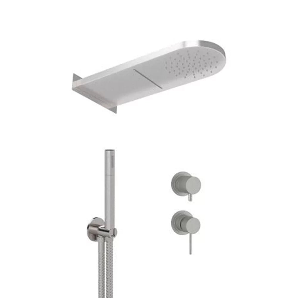 Set doccia con miscelatore incasso, soffione a parete e doccino in acciaio inox - Serie X Style Inox
