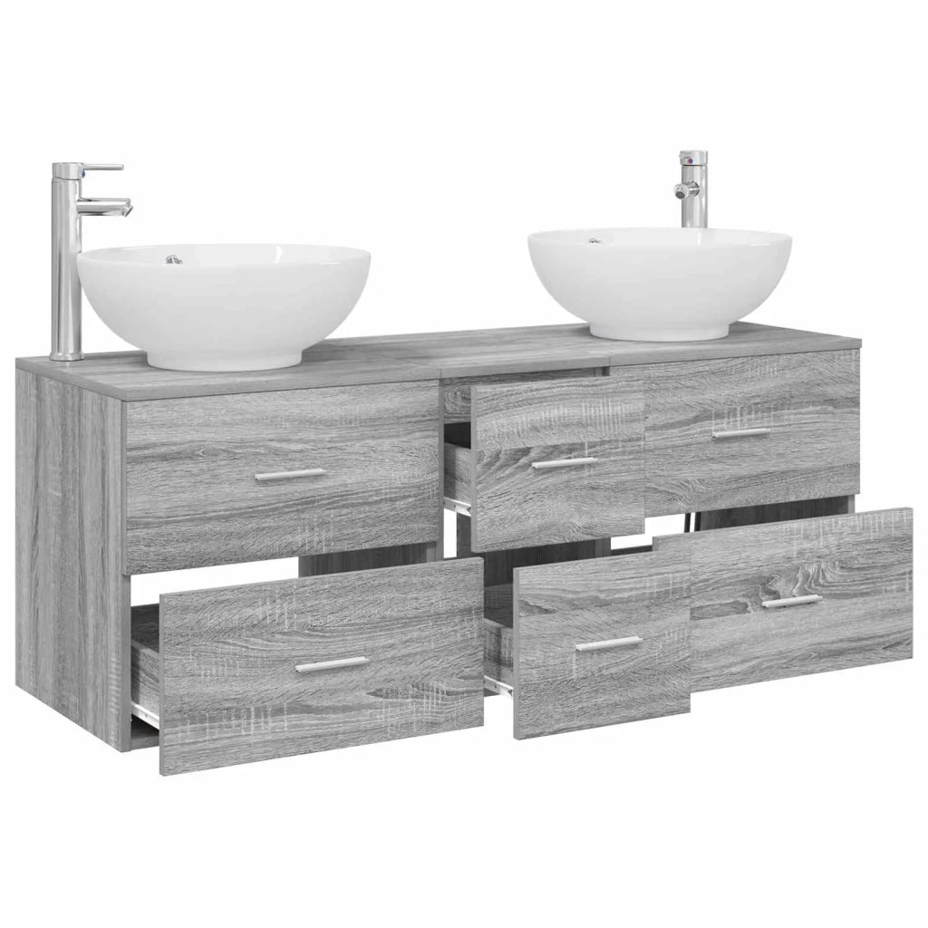 Set di mobili per il bagno 3 pz Sonoma grigio 3405912