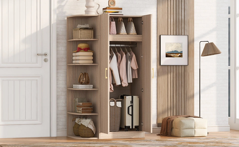 Scaffale a doppie ante con ripiani e cassetti per camera da letto soggiorno e ufficio in MDF colore legno 90 × 55 × 170 cm