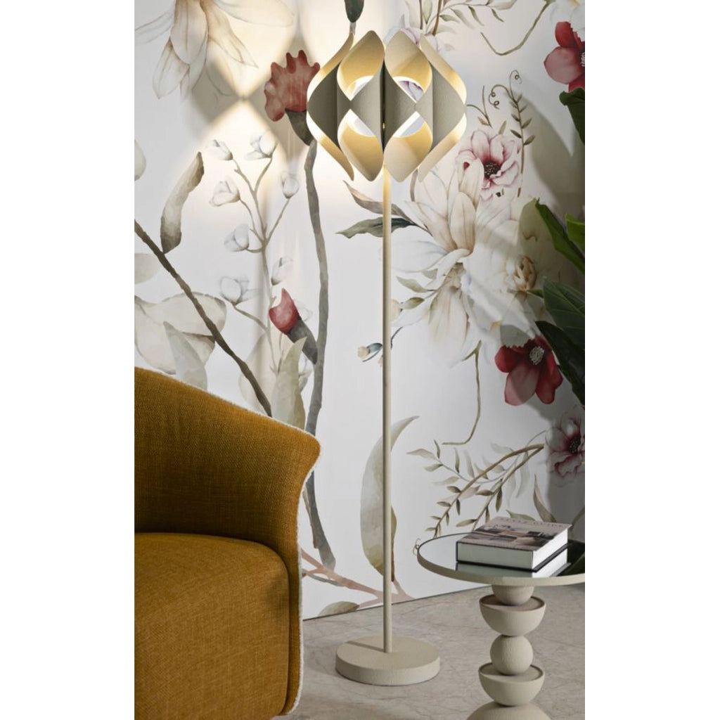 Lampada da Terra VKH764, Beige, Metallo, 39,5x39,5x155 cm