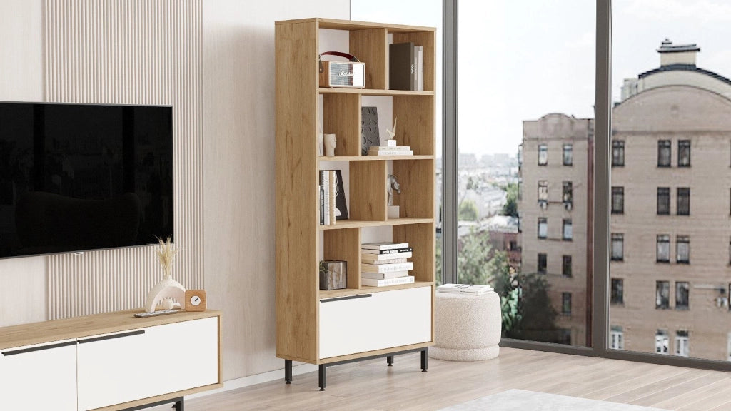 Libreria in legno "ON4-SW" - 84 x 30 x 176 cm - Bianco
