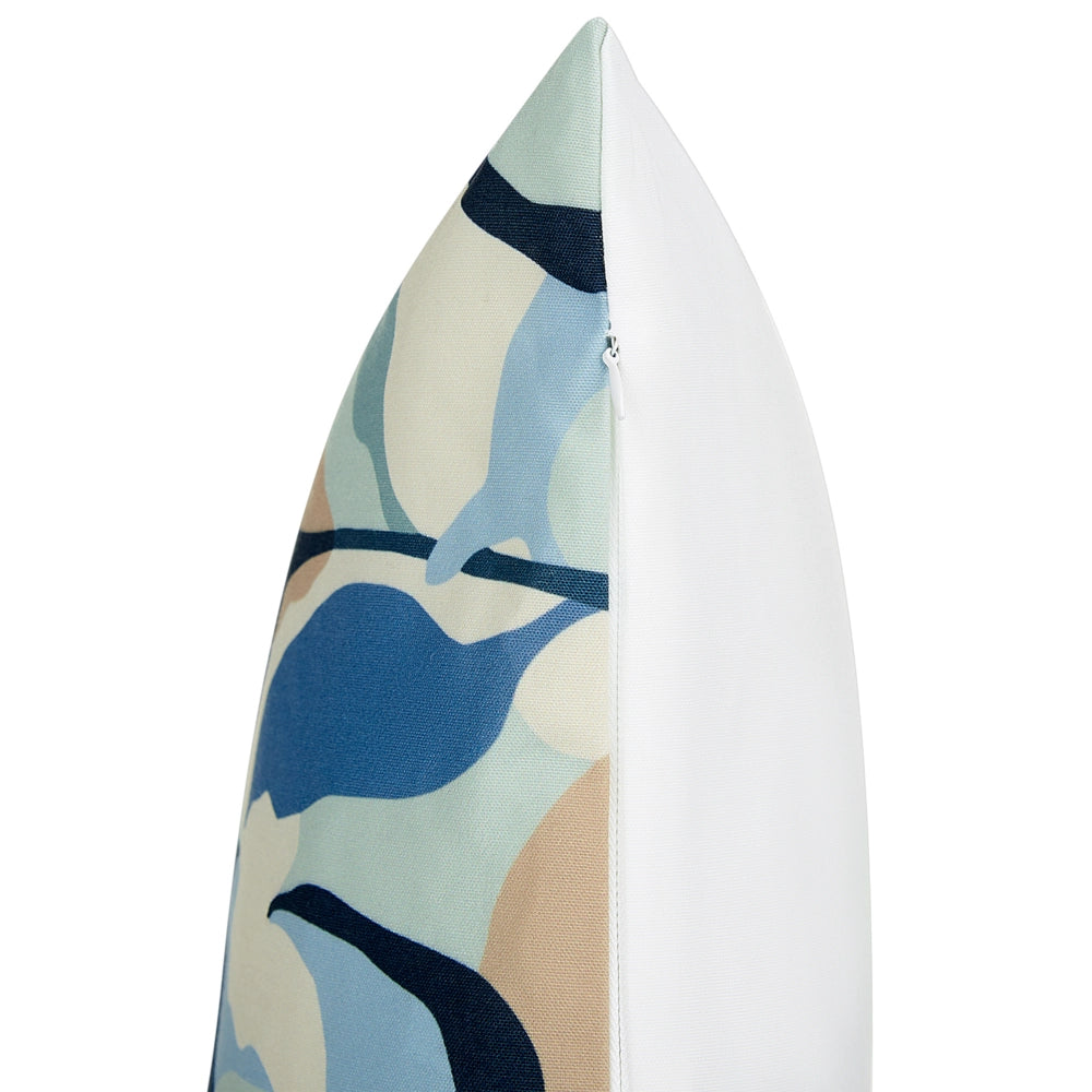 Set di 2 cuscini da giardino per esterni in poliestere con motivo a foglie blu 45 x 45 cm resistente all'acqua