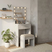 Tavolo da Trucco con specchio Grigio cemento 50 x 41 x 135 cm 865121