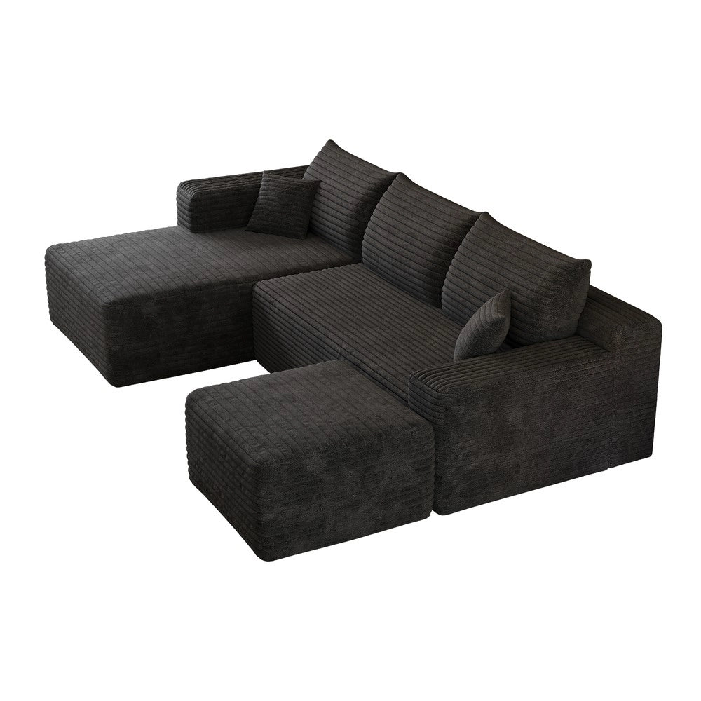 Divano angolare L nero ¨C Minimal ¨C velluto 241cm imbottito senza montaggio