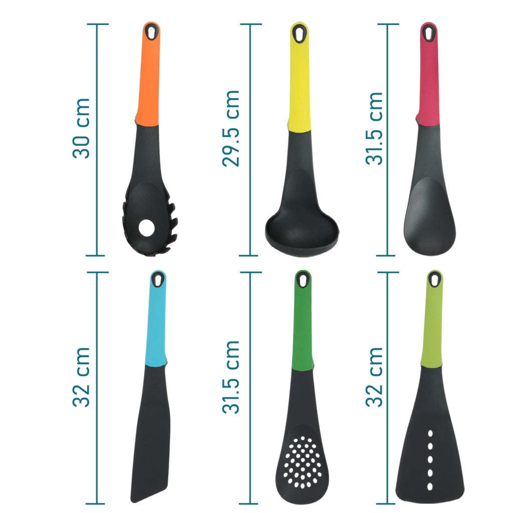 Set utensili da cucina 6 pezzi con manico ergonomico supporto rotante Multicolore Cheffinger