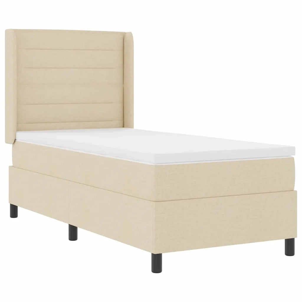 Letto a Sorgente LED con materasso Crema 100 x 200 cm Tessuto 3343432