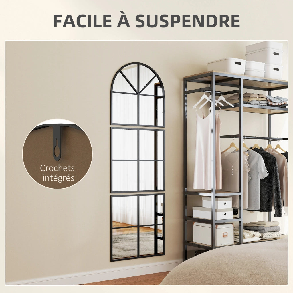 Specchio da muro arcuato con cornice metallica ¨C Zephmum ¨C Nero 60x180 cm