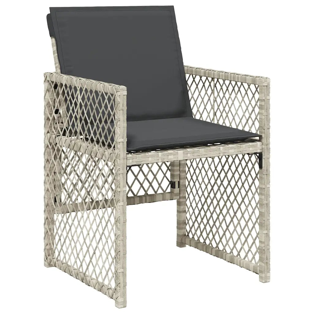 Set da Pranzo da Giardino 17pz con Cuscini Grigio in Polyrattan 3210887