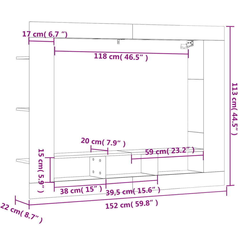 Mobile TV a parete dal design moderno 152 x 22 x 113 cm legno composito bianco 02_0049269
