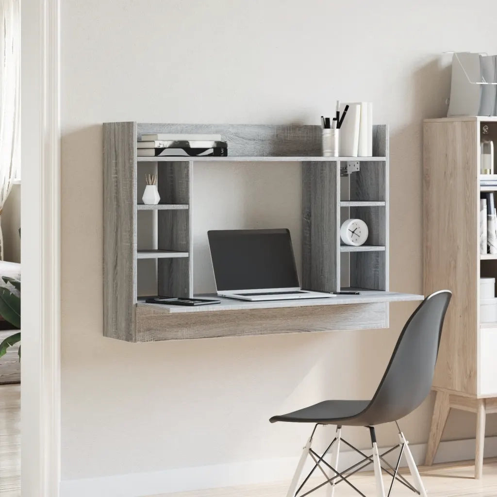Scrivania a Parete Grigio Sonoma 105x48x75cm Legno Multistrato