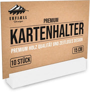 Houder per cartelle in legno di betulla massello 15 cm bianco (set da 10), pesante e stabile - come supporto per foto, standard per cartoline, houder per menu, supporto per biglietto, decorazione per matrimoni e molto altro.
