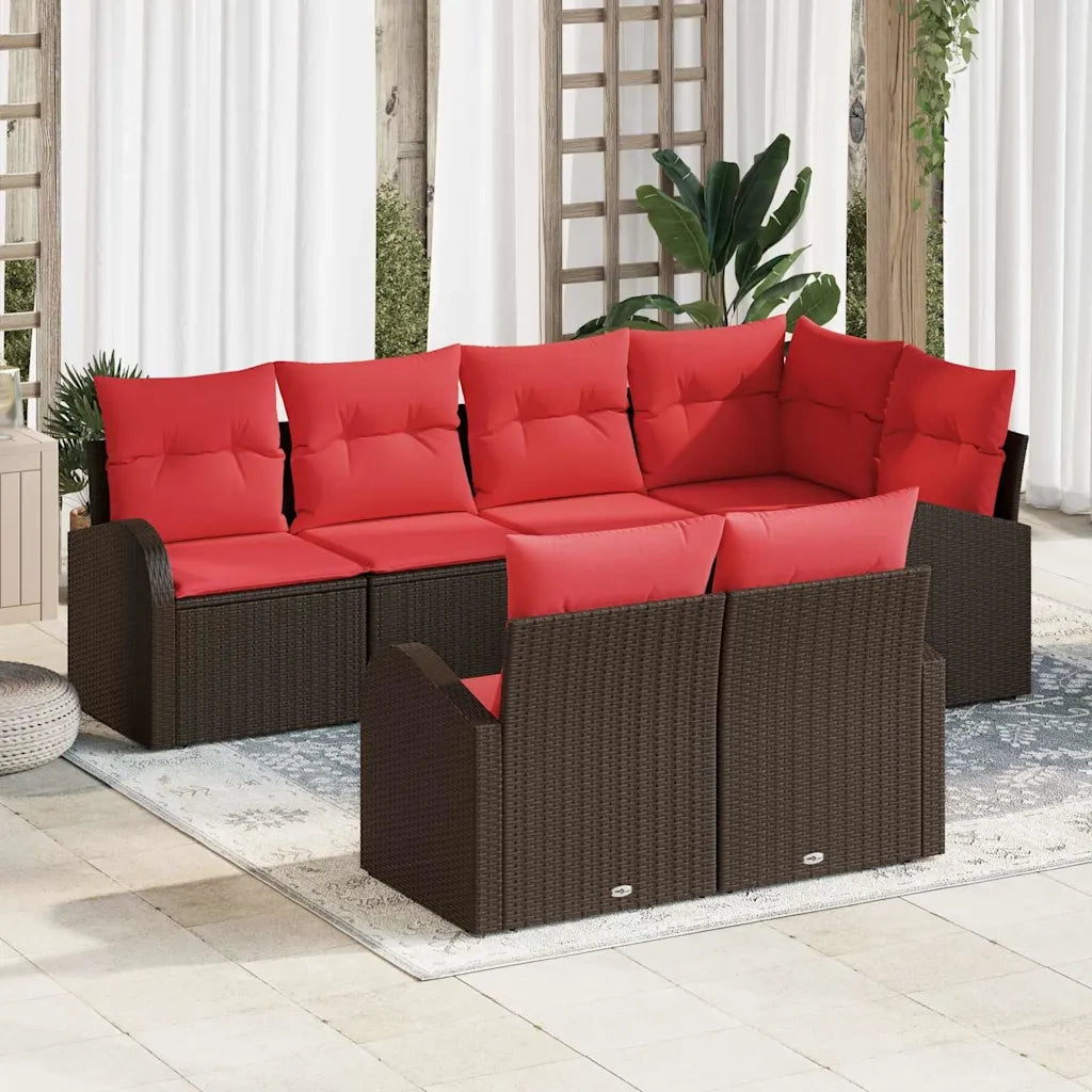 Set Divano da Giardino Marrone polyrattan