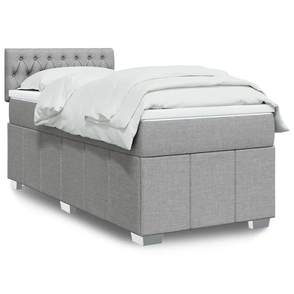 Giroletto a Molle con Materasso Grigio Chiaro 80x200 cm Tessuto