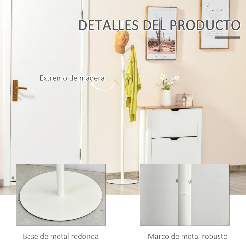 Appendiabiti a muro in legno con 6 ganci ¨C zephmum ¨C bianco 35x35x174 cm