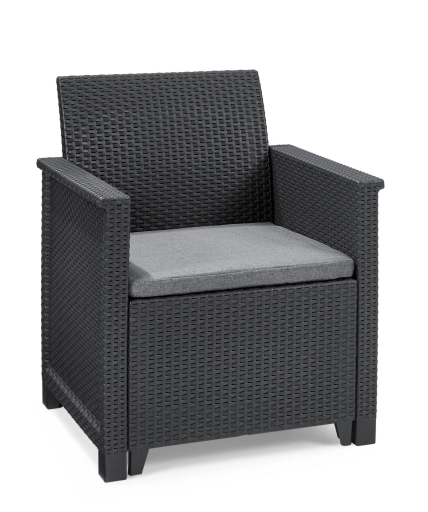 Set salotto da esterno Orillia, Salottino outdoor, Set da balcone o giardino, Composizione soggiorno per esterni, 113x65 h74 cm, Antracite