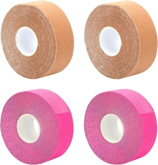 Nastro di Lifting Faciale - 4 pezzi Nastro Patch di Cura - Anti-Rid - Nastro di Bellezza - Rosa Beige .