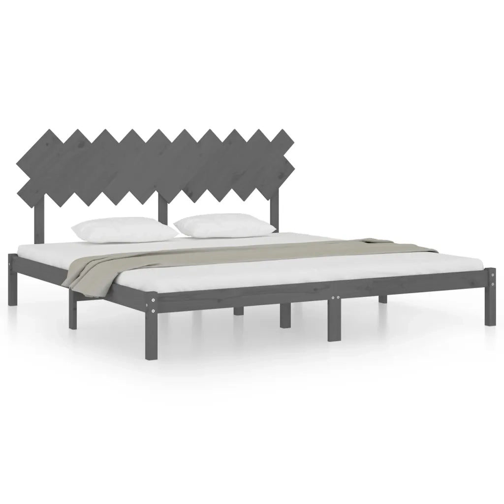 Giroletto-Struttura Letto Grigio 200x200 cm in Legno Massello