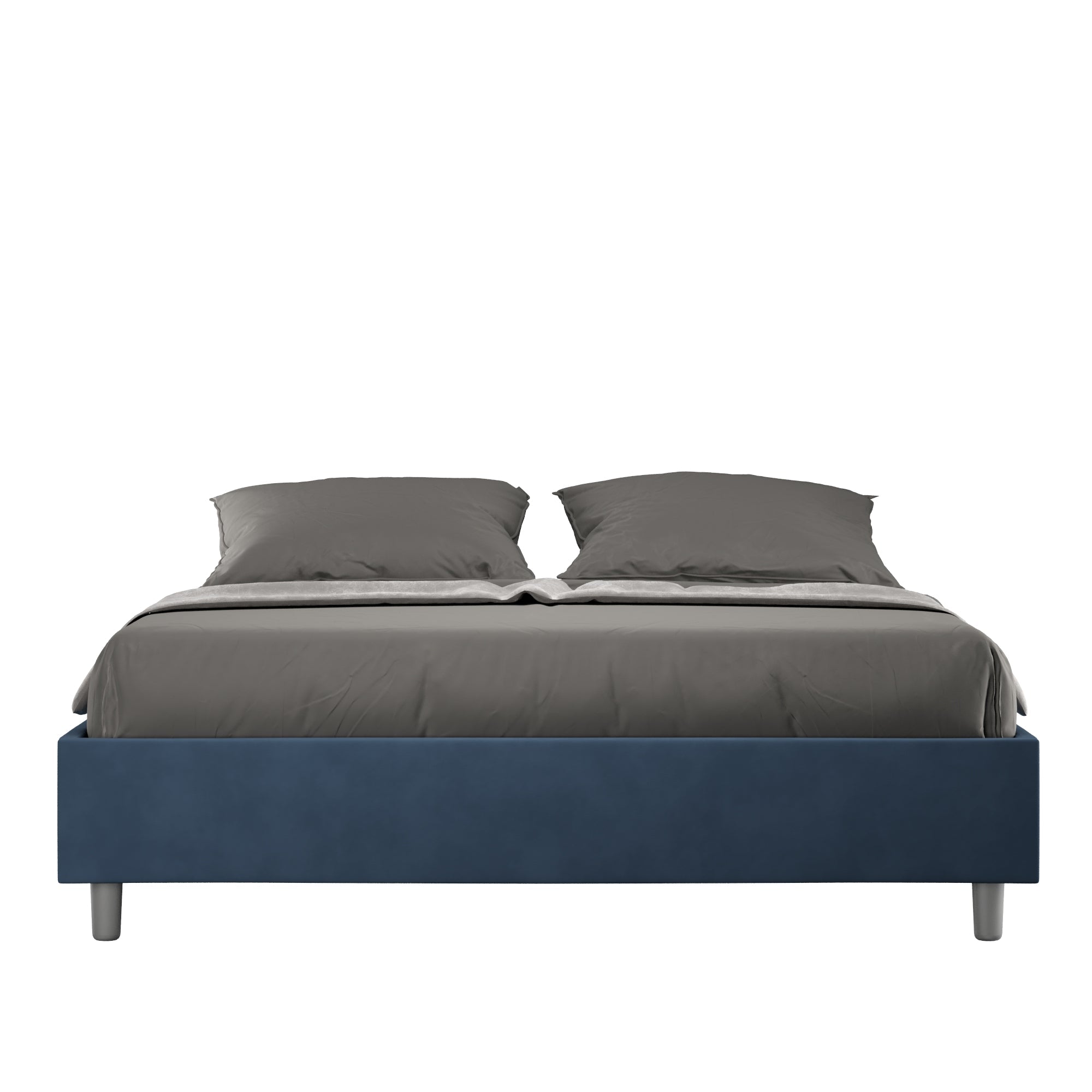 Letto Matrimoniale Sommier 160x210 cm con Rete e Contenitore Azelia Blu
