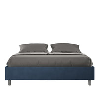 Letto Matrimoniale Sommier 160x210 cm con Rete e Contenitore Azelia Blu