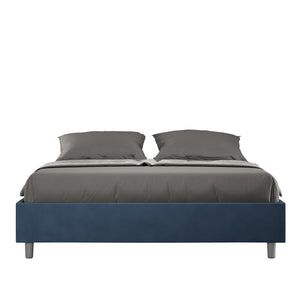 Letto Matrimoniale Sommier 160x210 cm con Rete e Contenitore Azelia Blu