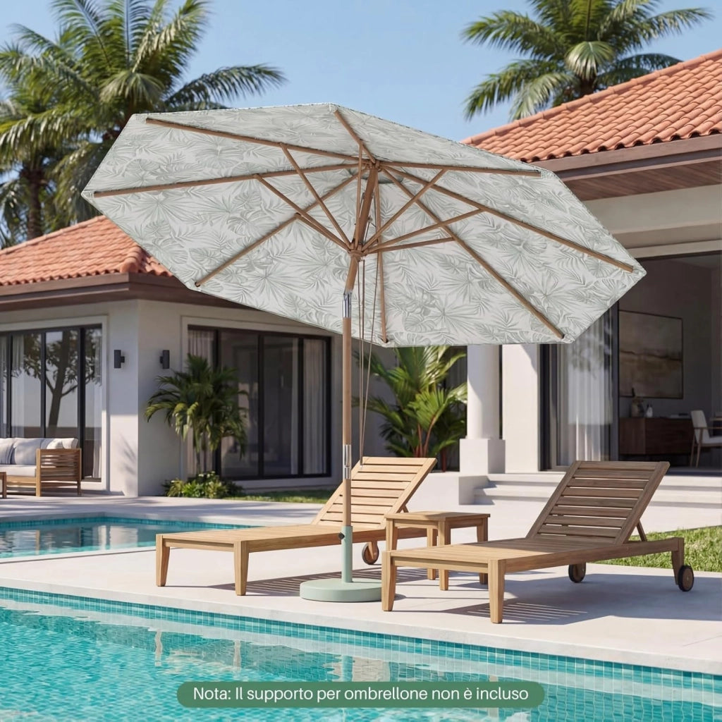 Ombrellone da Giardino 270 cm, con Insclinazione Regolabile, con Tettuccio di Ventilazione e 8 Stecche, Protezione Solare, Ombrellone da Spiaggia per Cortile e Balcone