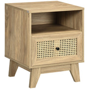 Comodino con cassetto e anta cannage ¨C Xylo ¨C legno naturale 45x39x56,5 cm