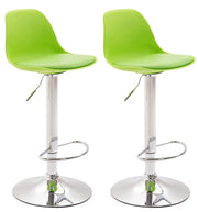 Set 2 sgabelli Kiel in polipropilene e similpelle cromo,verde