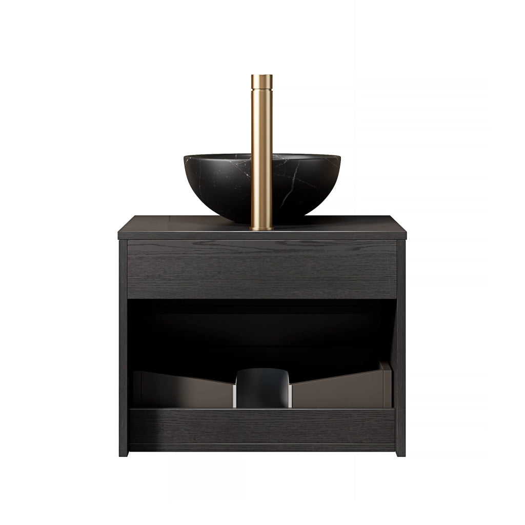Mobile bagno sospeso con 1 cassetto e 1 vano aperto; lavabo in ceramica e luce LED con sensore; 60×46×60.8 cm