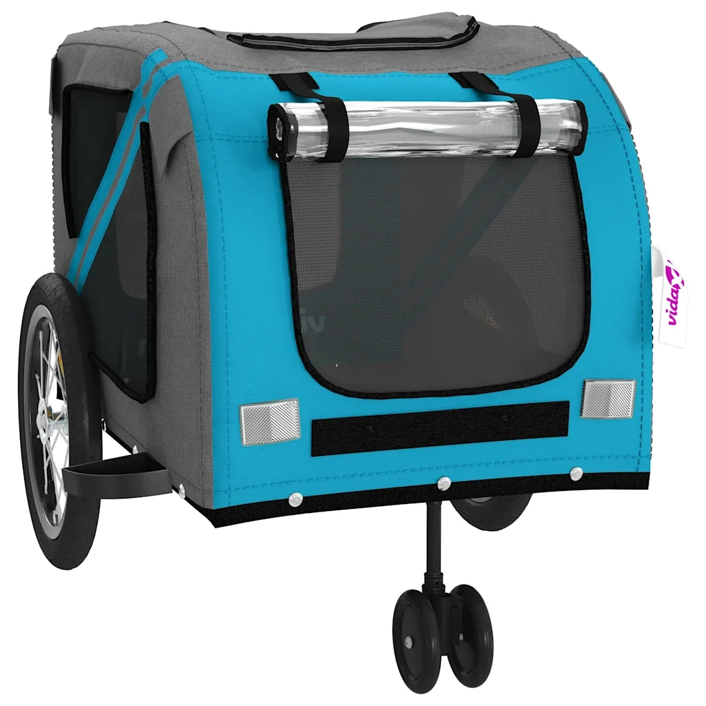 Rimorchio da Bici per Animali Blu e Grigio Oxford e Ferro 93897