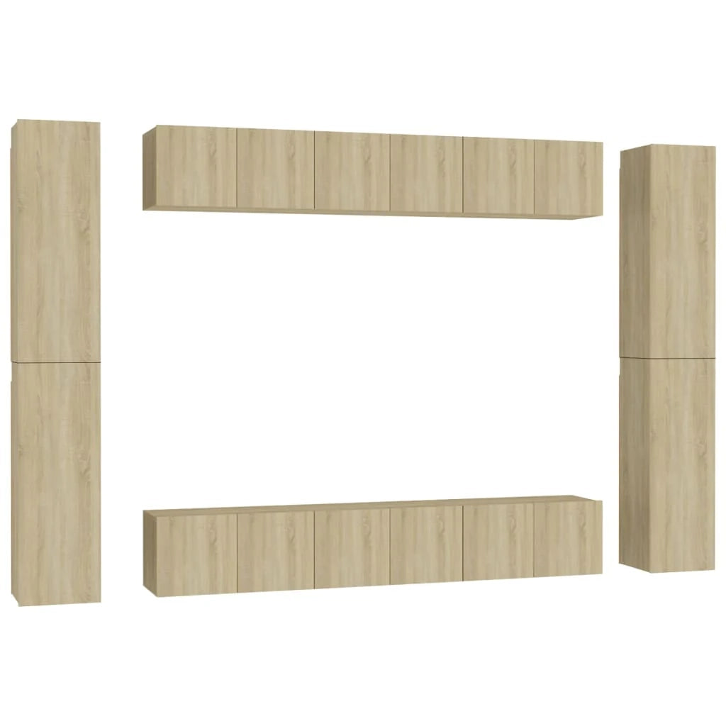Set di mobili credenza TV soggiorno camera da letto 10 pezzi in rovere Sonoma legno ingegnerizzato marrone 02_0024360