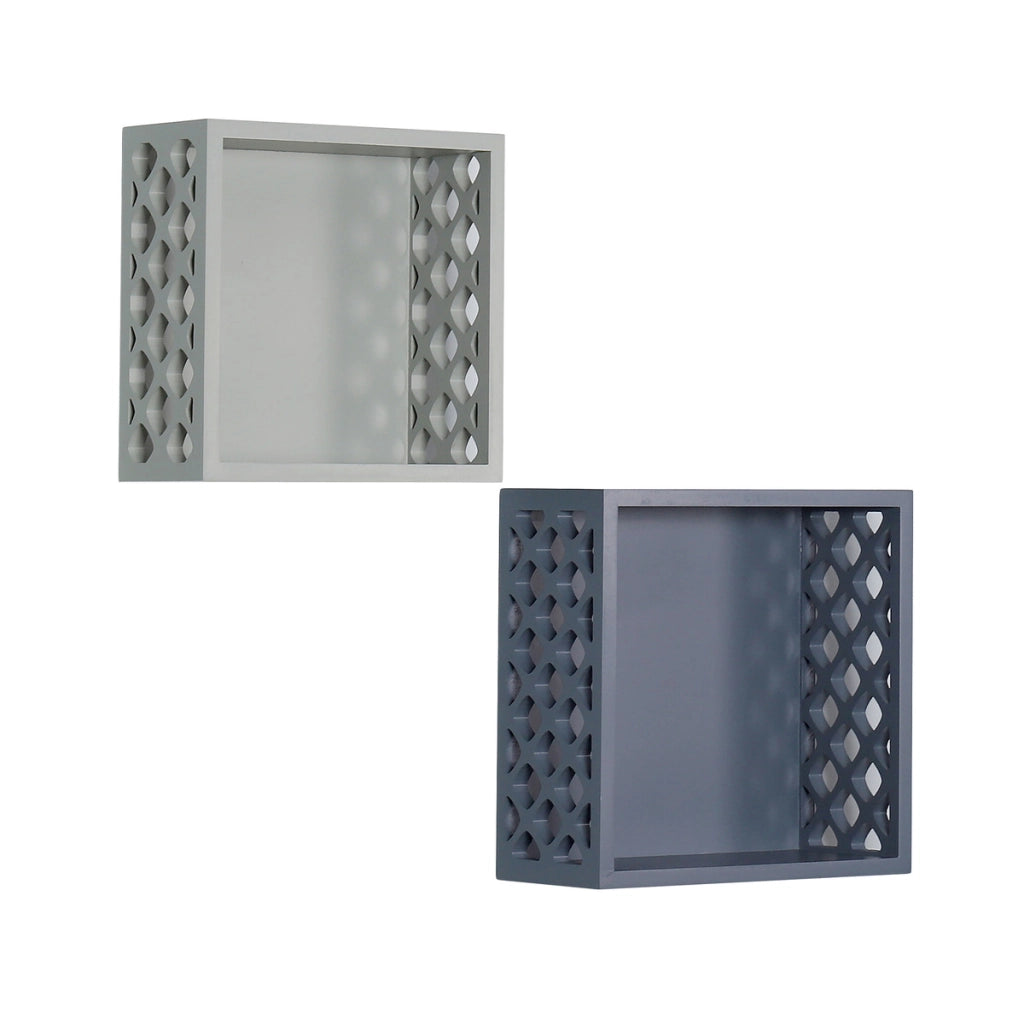 Set 2 Mensole a Cubo Missouri in Legno Blu e Verde