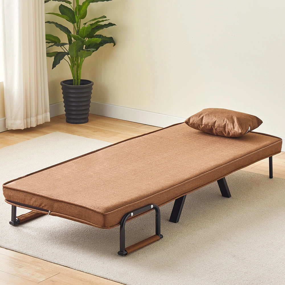 Poltrona Letto Reclinabile Chaise Lounge e Seduta Imbottita Convertibile Marrone