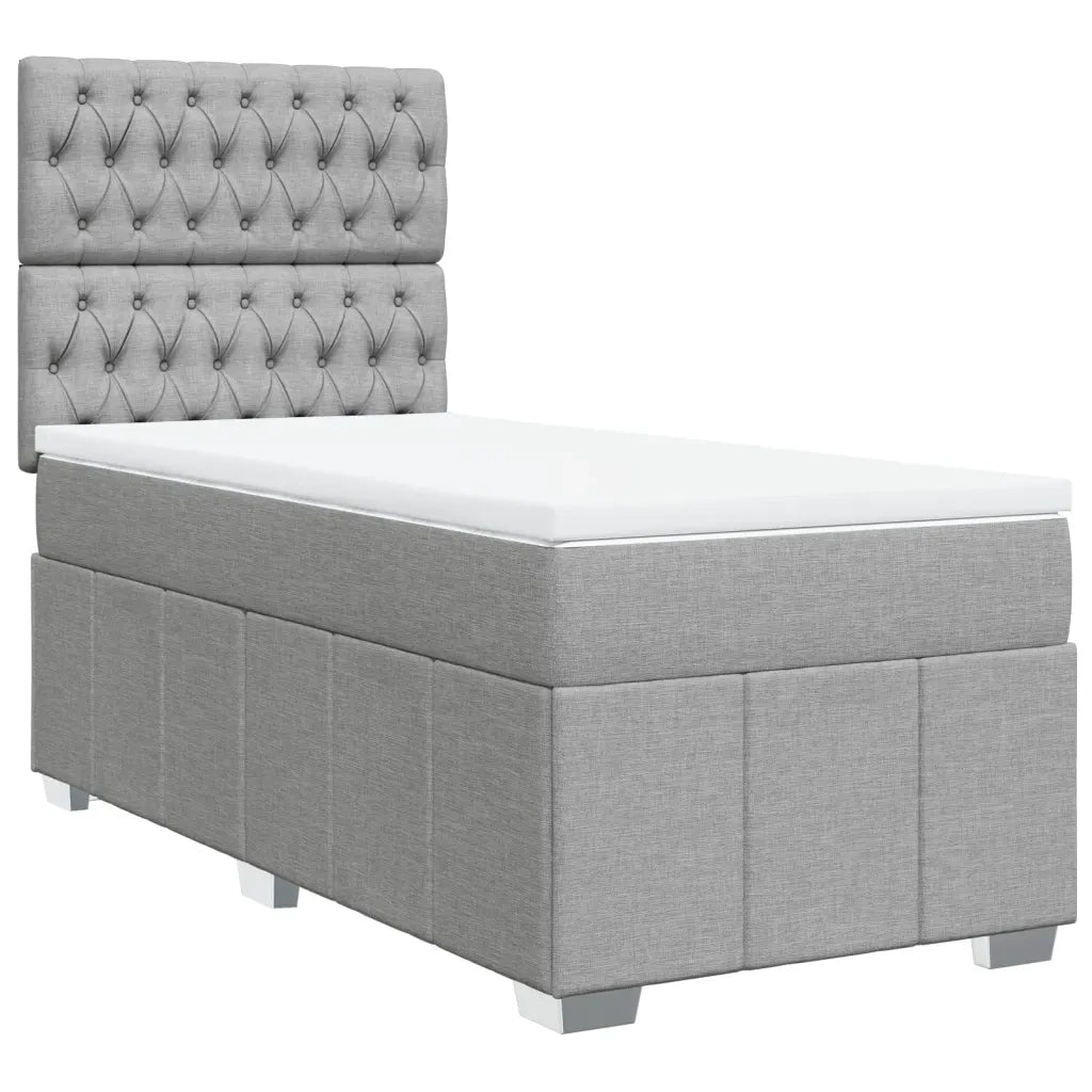 Letto singolo | Letto per adulti | Giroletto a Molle con Materasso Grigio Chiaro 90x200 cm Tessuto