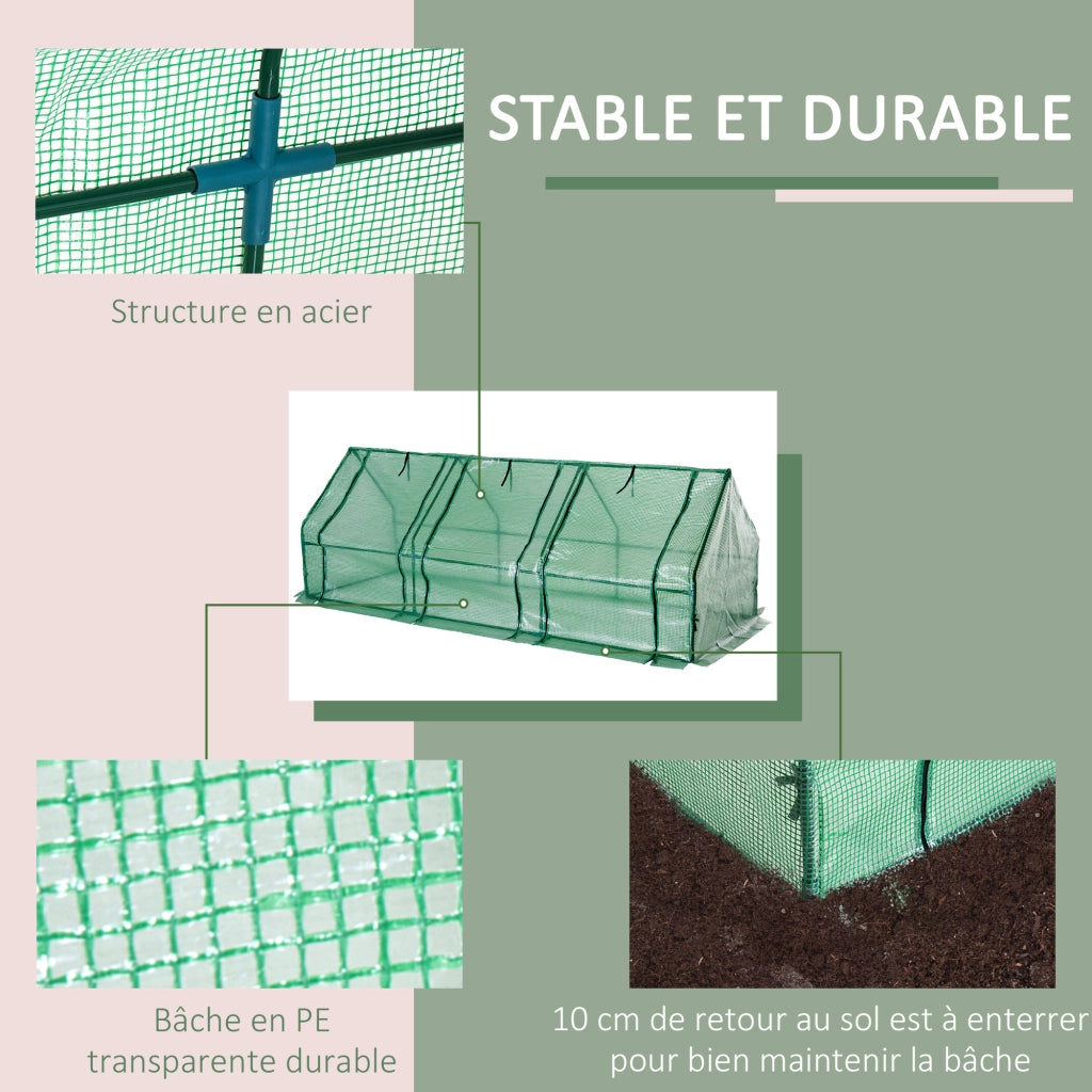 Serra da Giardino Tunnel ¨C Xylo ¨C 180x90x90 cm PE Anti-UV Verde con 3 Finestre
