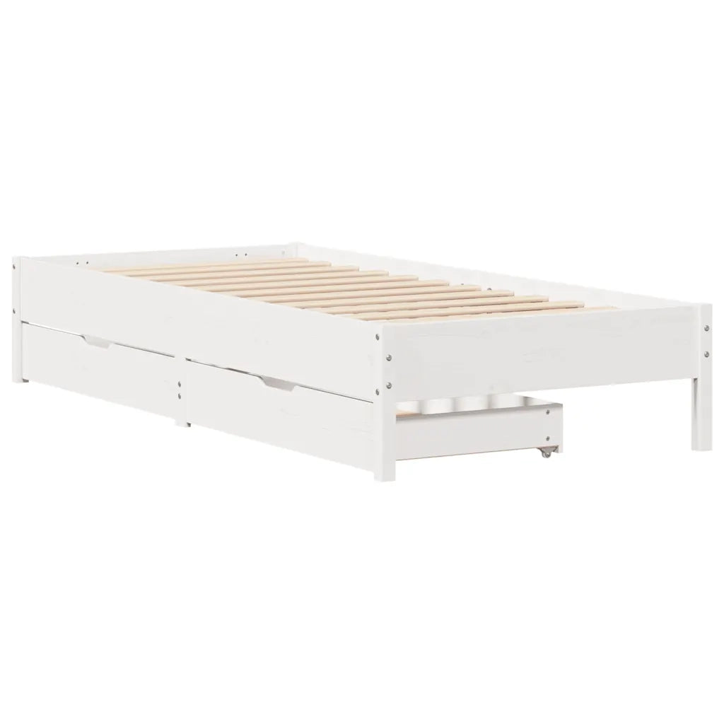 Giroletto senza Materasso Bianco 100x200 cm Legno Massello Pino 3301717
