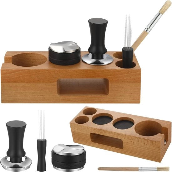 Kit di accessori per espresso 5 pezzi - Distributore in legno per caffè e attrezzi per baristi
