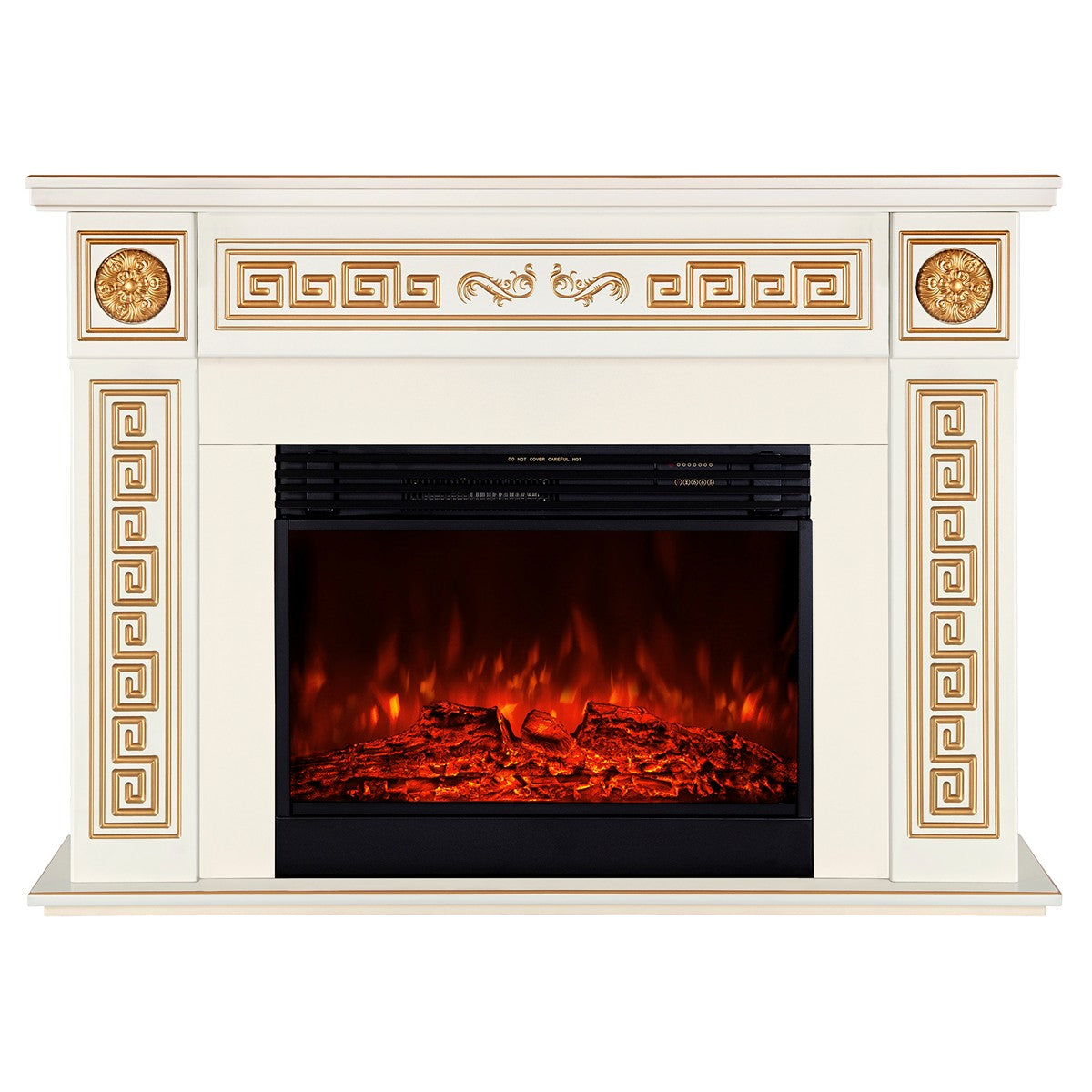 Camino Elettrico da Pavimento 101x140x33 cm Effetto Fiamma 1950W Versailles Maxi & Mirabella Avorio