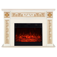 Camino Elettrico da Pavimento 101x140x33 cm Effetto Fiamma 1950W Versailles Maxi & Mirabella Avorio