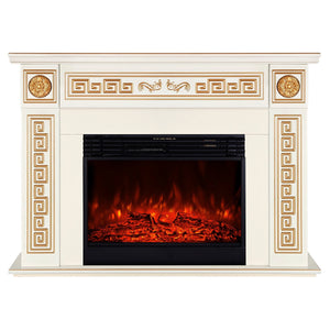 Camino Elettrico da Pavimento 101x140x33 cm Effetto Fiamma 1950W Versailles Maxi & Mirabella Avorio