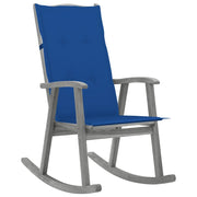 Sedia a Dondolo con Cuscini Grigia in Legno Massello di Acacia cod mxl 44209