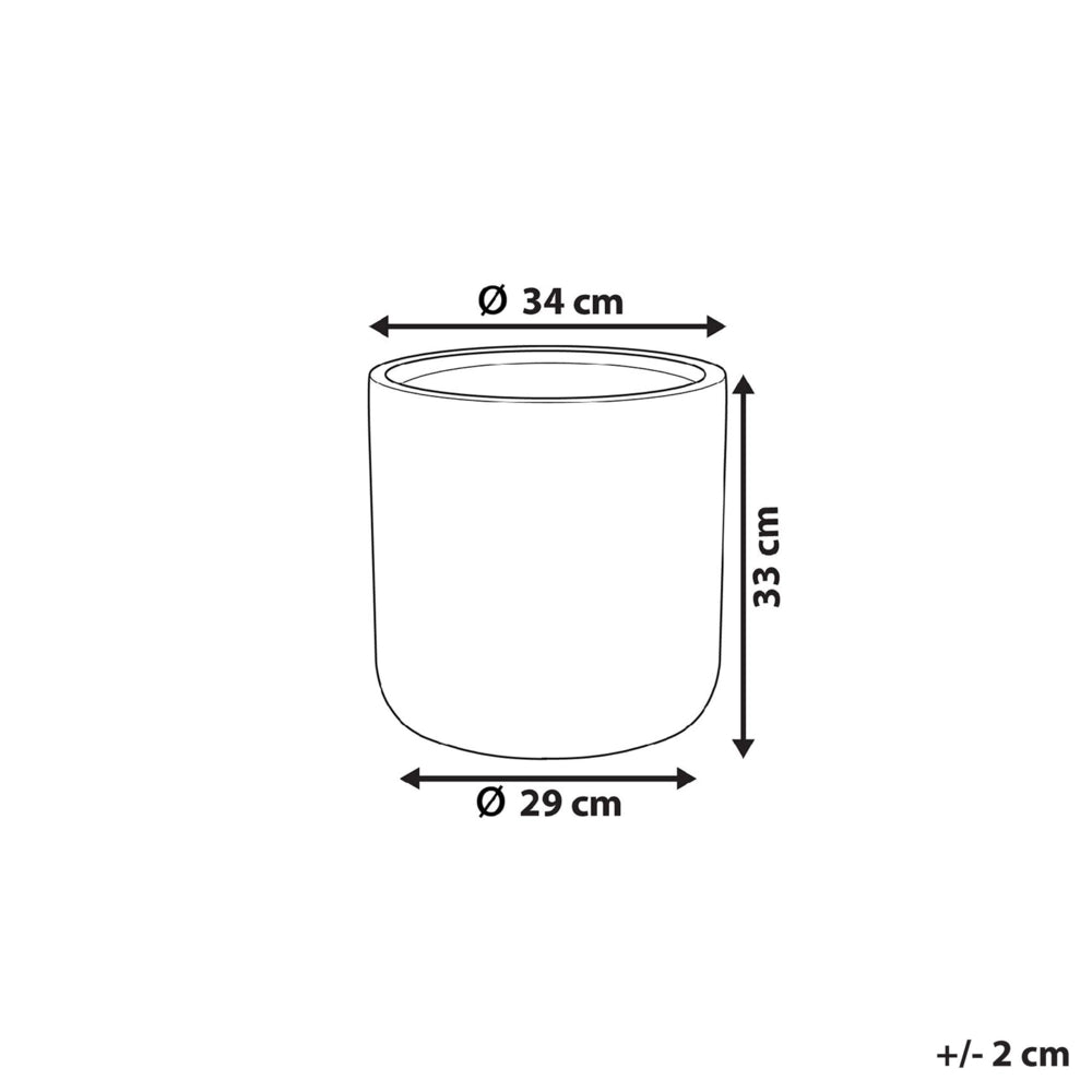 Vaso per piante in argilla grigio 34 x 34 x 33 cm per interni ed esterni resistente alle intemperie