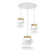 Lampadario Tondo Contemporaneo Drum Metallo Bianco Vetro Oro Led 16-16W Calda