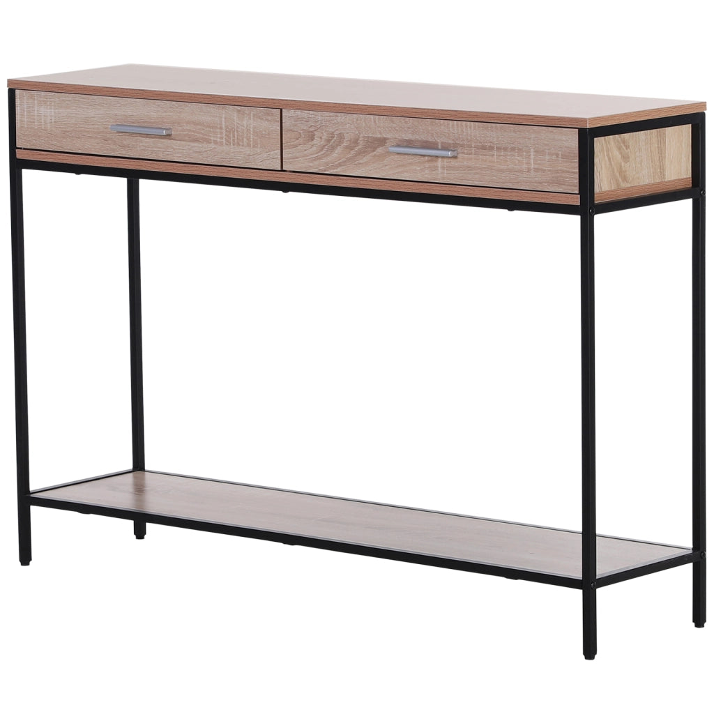 Consolle con cassetti in acciaio per ingresso ¨C zephmum ¨C rovere 120x30x81,5 cm
