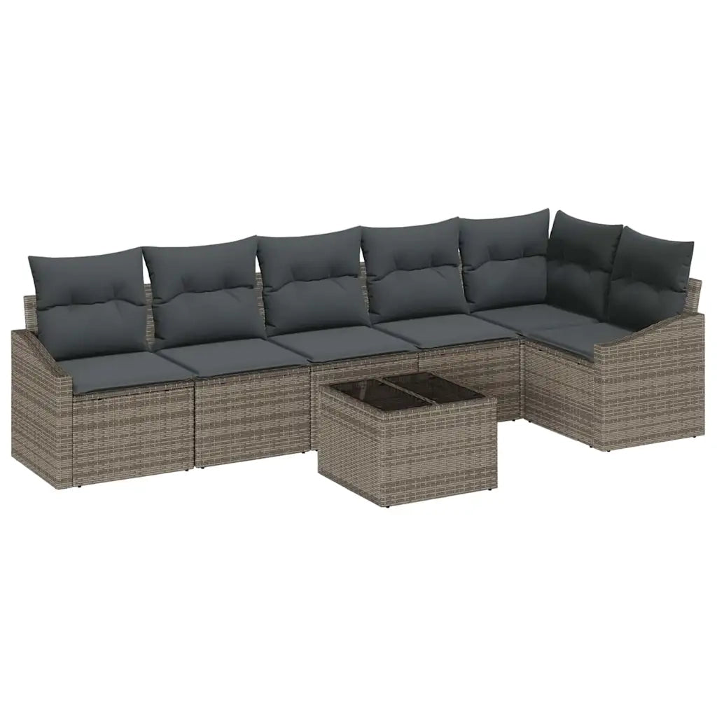 Set Divano da Giardino 7 pcs Grigio chiaro polyrattan 3355418