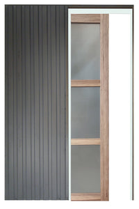 Porta Scorrevole Frake Vitree H204 x L83 + Sistema Pocket e kit di finitura inclusi