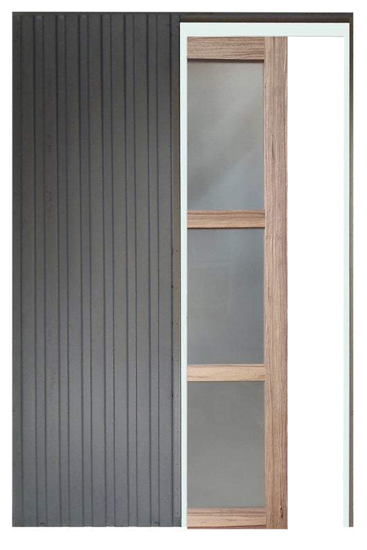 Porta Scorrevole Frake Vitree H204 x L83 + Sistema Pocket e kit di finitura inclusi