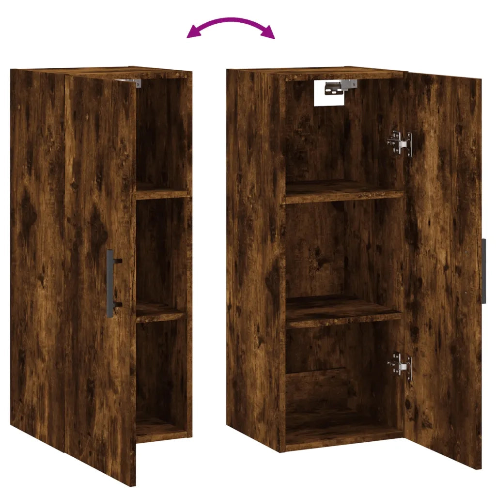 Armadietto a Muro | Mobile a Parete Rovere Fumo 34,5x34x90 cm