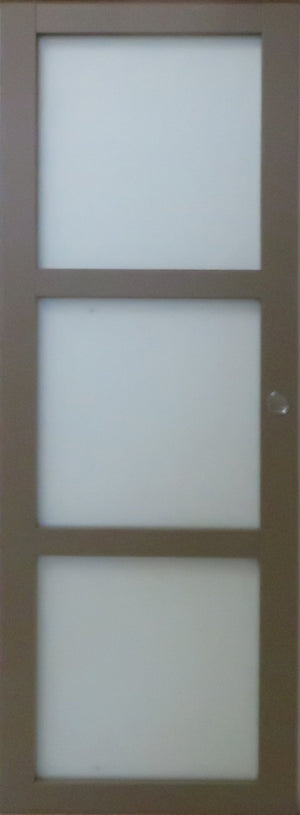 Porta Scorrevole Vetro Rivestito Marrone H.204 x L.73 +  Rail Alluminio + 2 Conchiglie